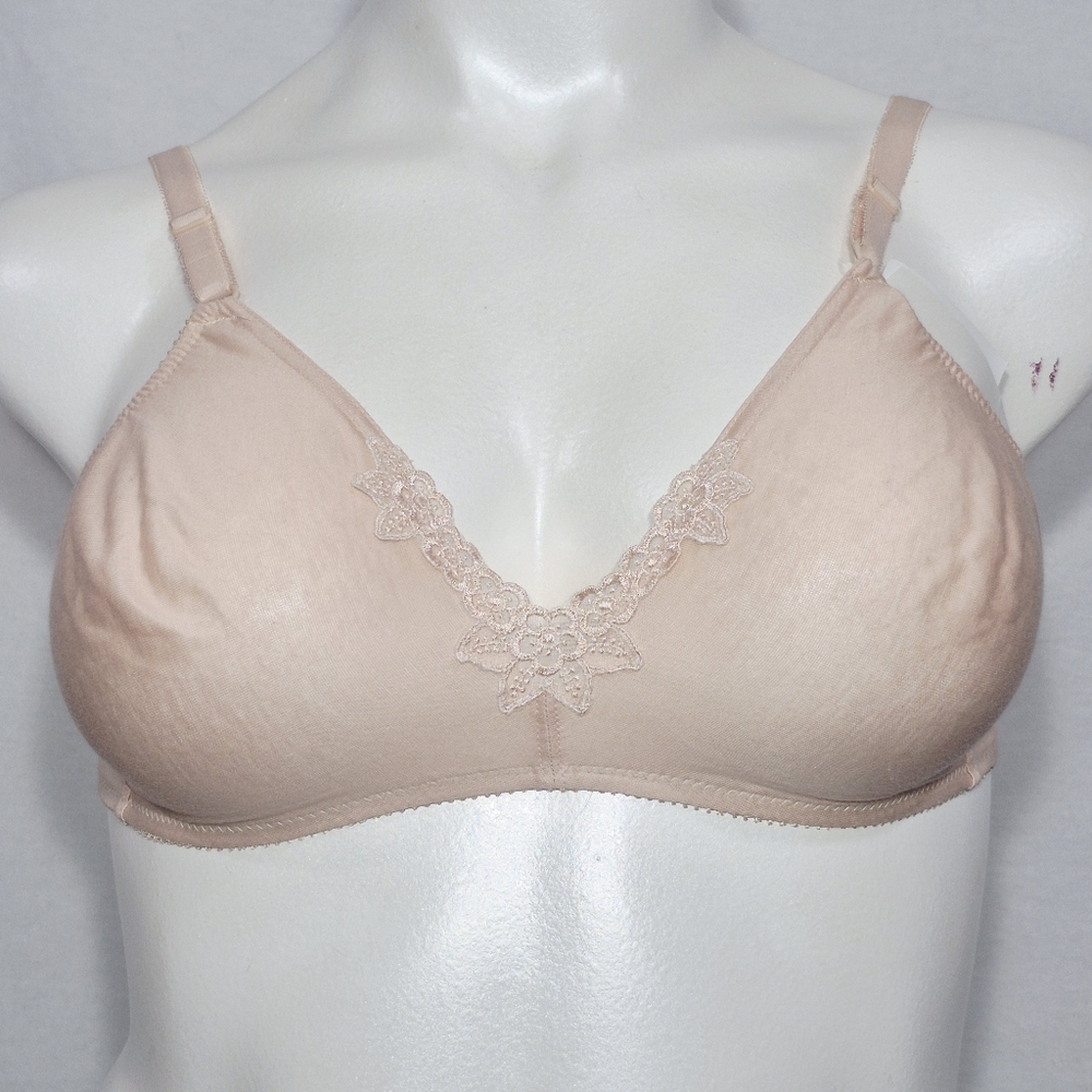 38C Sears Style 52065‎ 100% Cotton Seamless Wire Free Bra Beige NWT